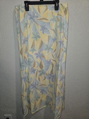 Talbots Women's Vintage Pastel Floral Cotton Tencel Maxi Skirt - Size 12